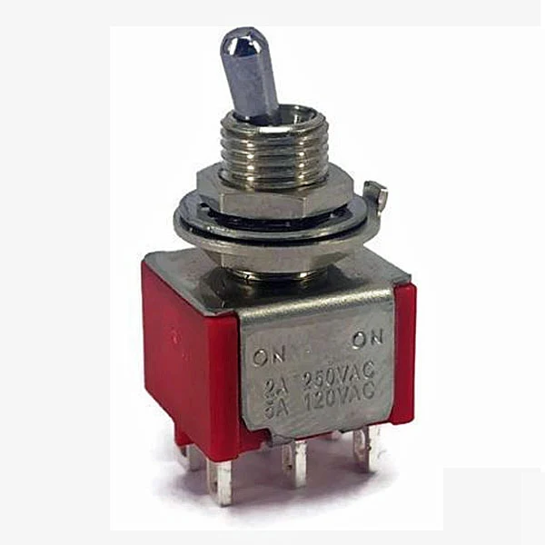 DPDT ON/ON MINI TOGGLE SWITCH 5A @ 120V 1M SERIES SHORT LEVER