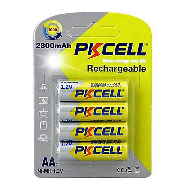 PKCELL 4-PACK (AA) 1.2V 2800MAH RECHARGEABLE NIMH BATTERY
