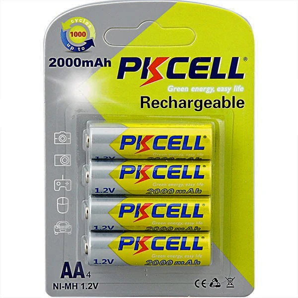 PKCELL 4-PACK (AA) 1.2V 2000MAH RECHARGEABLE NIMH BATTERY