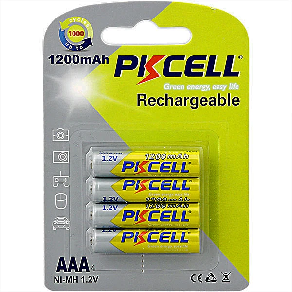 PKCELL 4-PACK (AAA) 1.2V 1200MAH RECHARGEABLE NIMH BATTERY