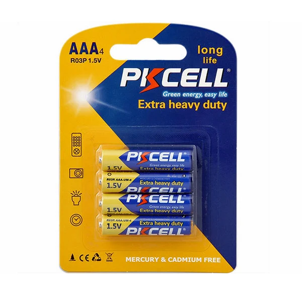 PKCELL R03P-4B 1.5V (AAA) EXTRA HEAVY DUTY ALKALINE BATTERY