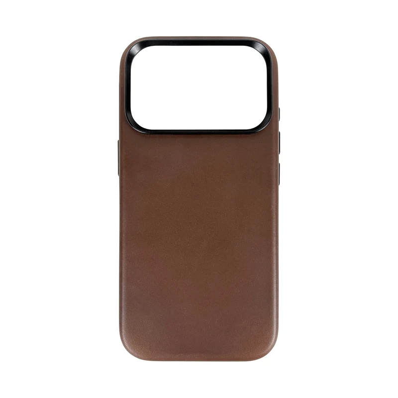 Kožené magnetické pouzdro pro iPhone 17 Pro / iPhone 18 Pro, Tmavě hnědá