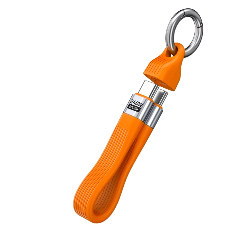 Kabel s klíčenkou USB-C na USB-C CB17, 240W, 40 Gb/s, 8K/60Hz, Oranžová