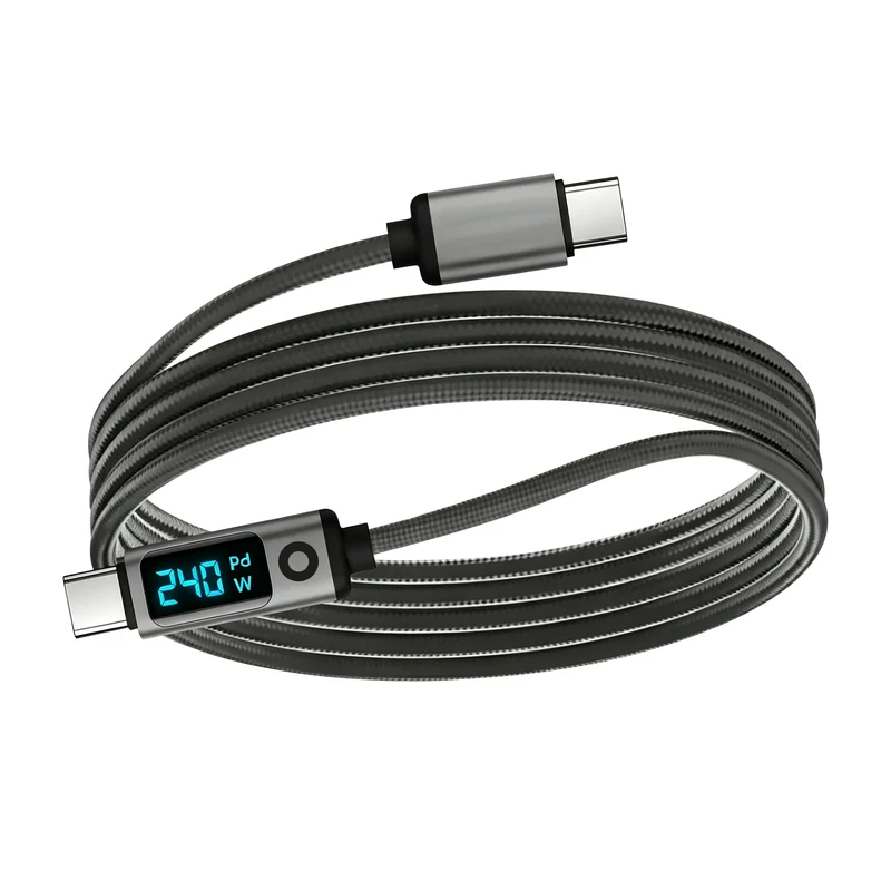 Kabel s displejem USB-C na USB-C CB18, 240W, 80 Gb/s, 8K/60Hz, 1,5 m, Vesmírně šedá