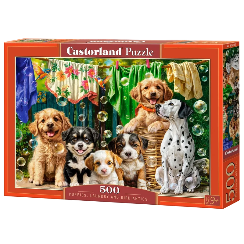 Castorland 500pc Puppies, Laundry and Bird Antics Puzzle