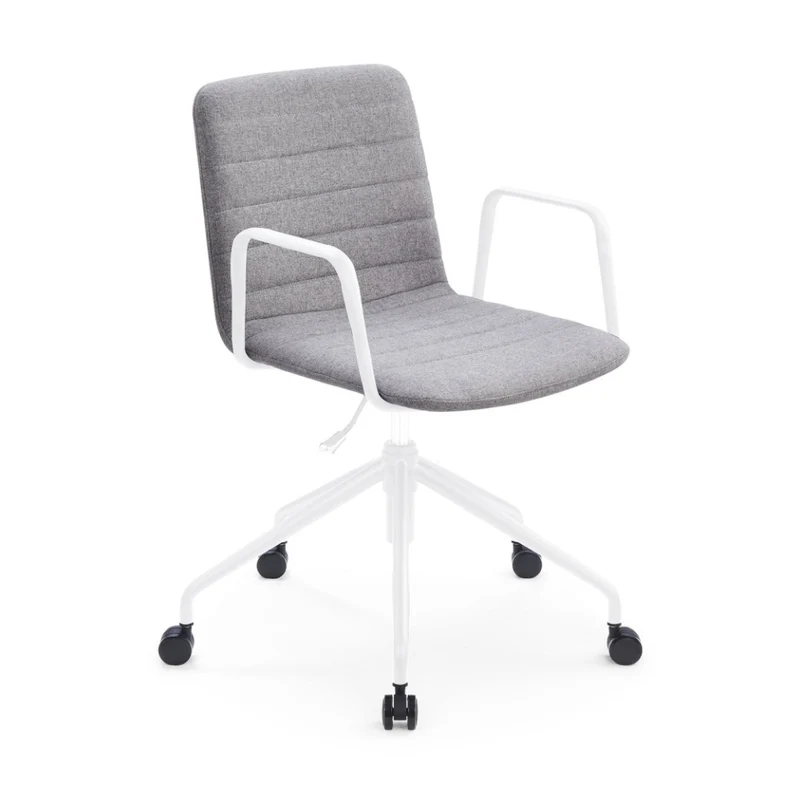 Sabia Baxter Pre-Assembled Chair Upholstered Seat Desk Seating (Grey/White Frame)
