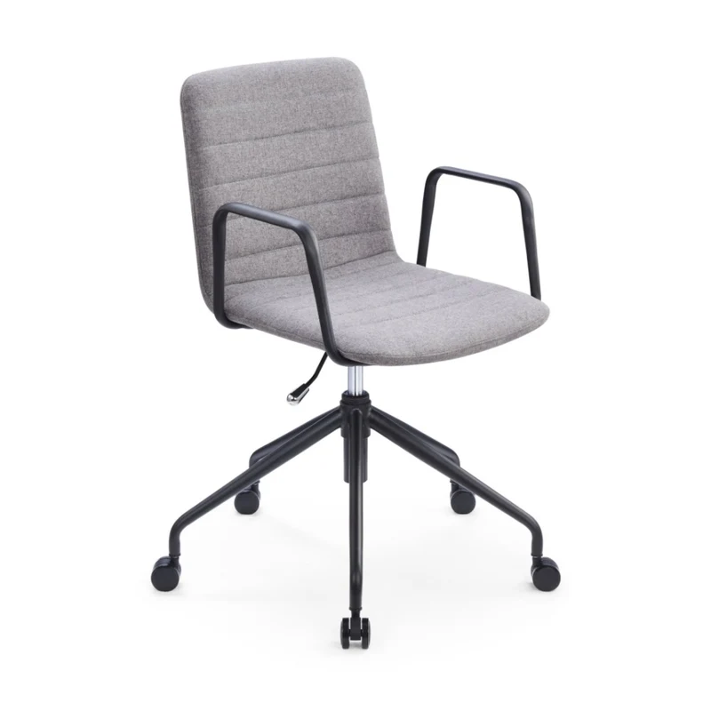 Sabia Baxter Pre-Assembled Chair Upholstered Seat Desk Seating (Grey/Black Frame)