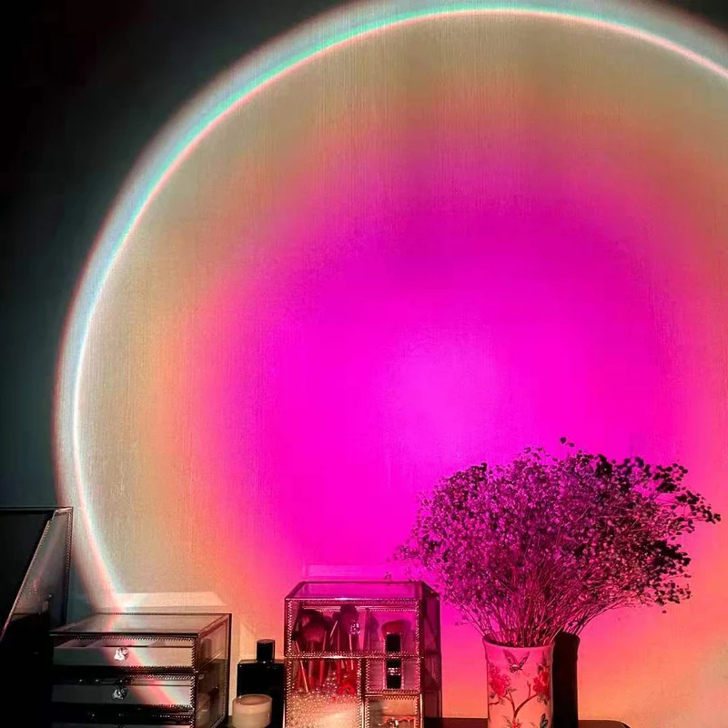 Lampe de Projection Arc-en-ciel Rechargeable – Effet Coucher de Soleil LED