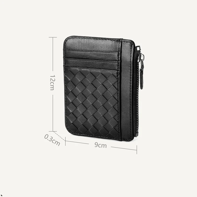 Porte-cartes Femme en Cuir Tressé Ultra-Fin – Porte-cartes Bancaires et de Visite