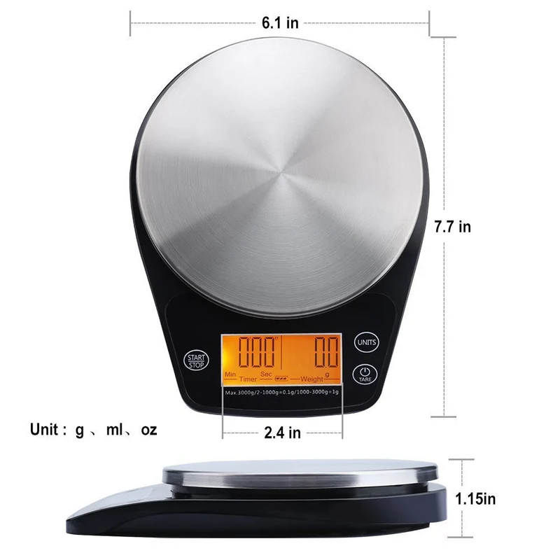 Balance de cuisine numérique LCD multifonction pour café et aliments