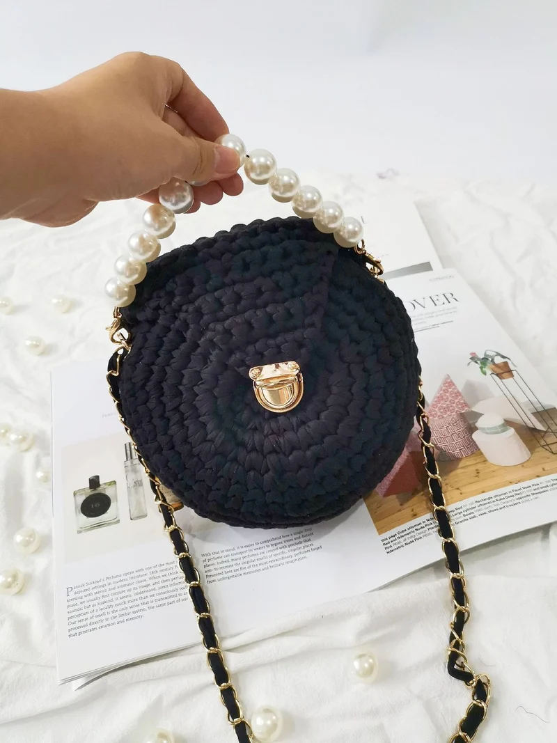 Kit DIY pour tricoter un sac en laine à motif diagonal