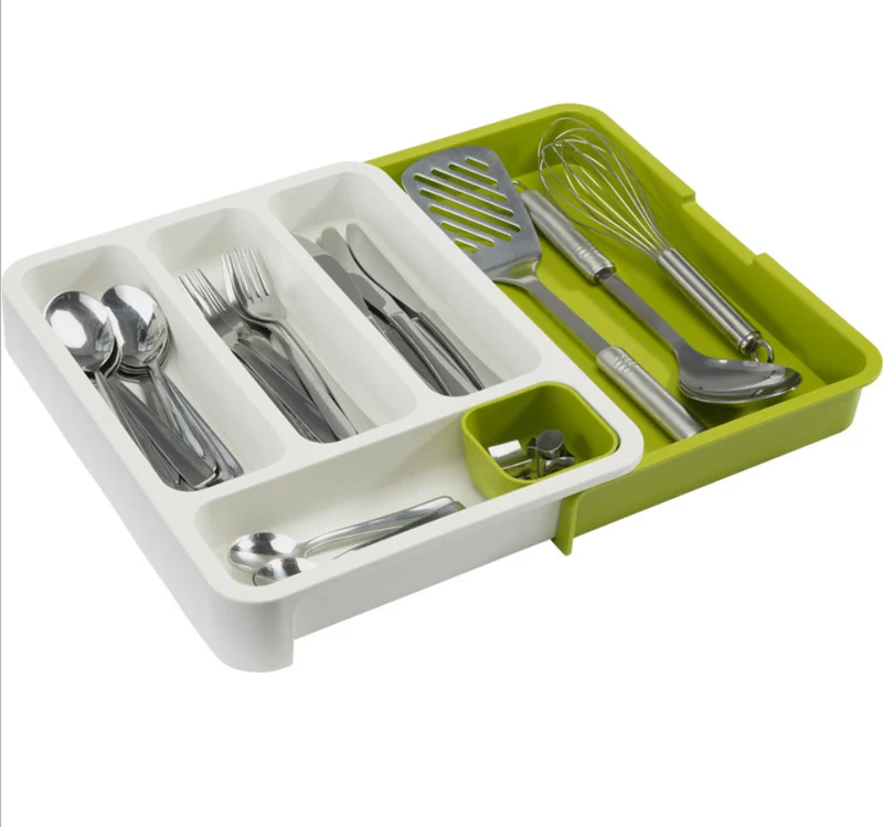 Organiseur de tiroir de cuisine extensible.