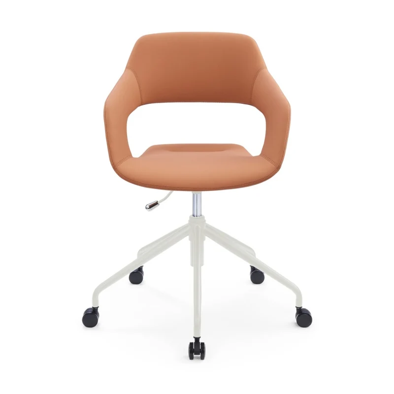 Sabia Oliver Medium Back Pre-Assembled Office Chair Upholstered (Tan/White Frame)