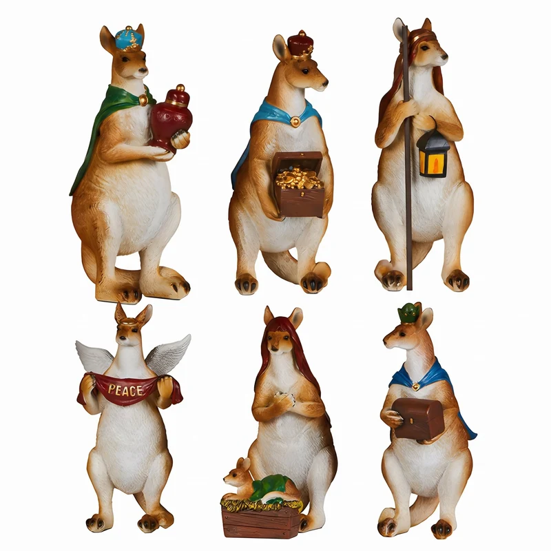 Christabelle 17cm Kangaroo Christmas Nativity Scene Christmas Tree Decoration Ornaments 7 Piece Set