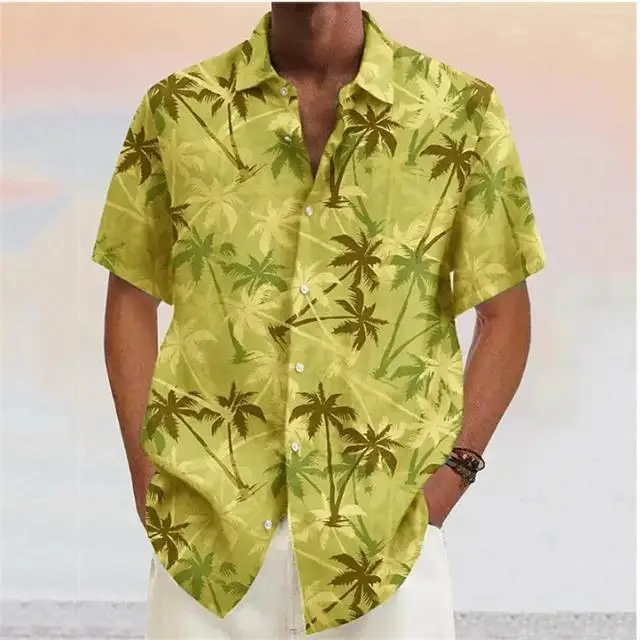 Chemise Hawaïenne à Motif Cocotiers et Col Revers – Homme