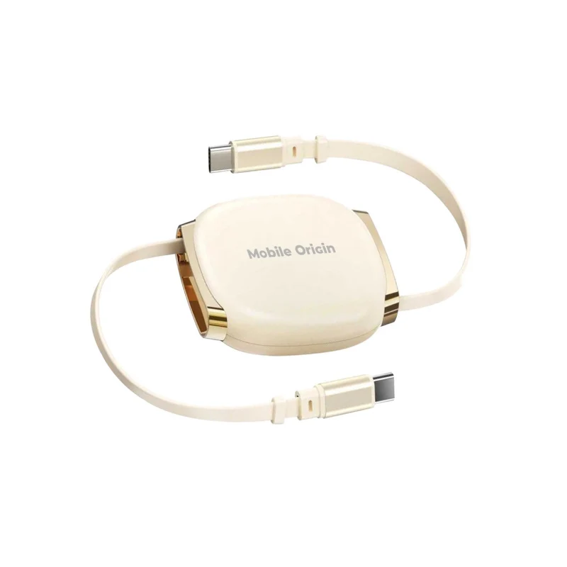 Samonavíjecí kabel USB-C na USB-C CB7, 100W, 480 Mb/s, 1 m, Béžová