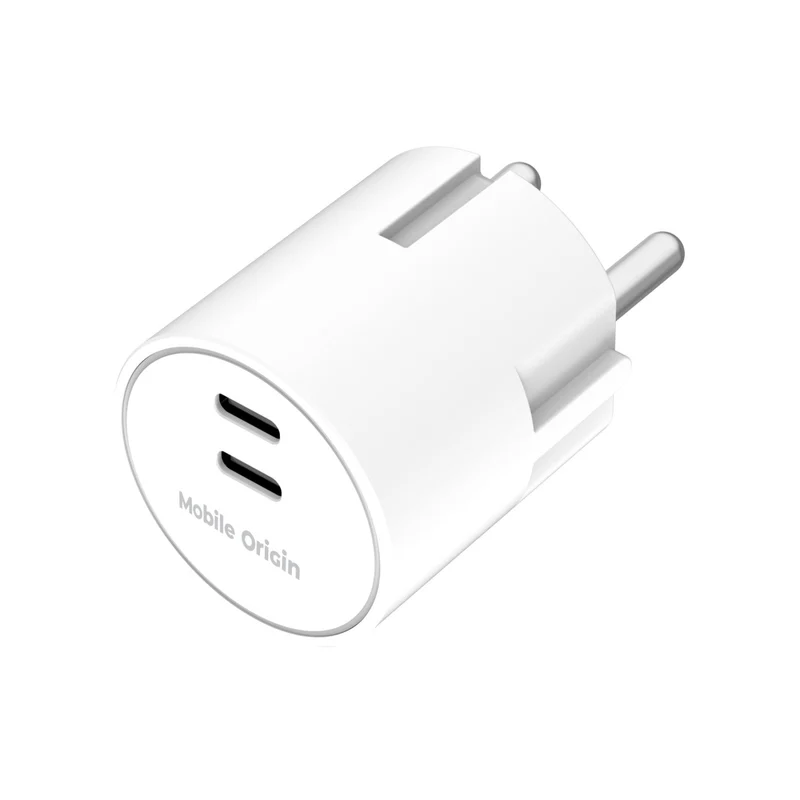 Síťová nabíječka GaN 2× USB-C PW33, 30W, Bílá