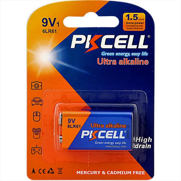 PKCELL 6LR61-1B (9V) ULTRA DIGITAL ALKALINE BATTERY