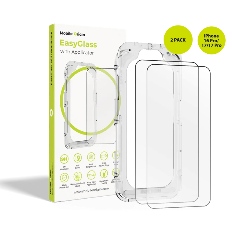 Ochranné sklo EasyGlass s aplikátorem, 2 ks, pro iPhone 16 Pro / iPhone 17 / iPhone 17 Pro