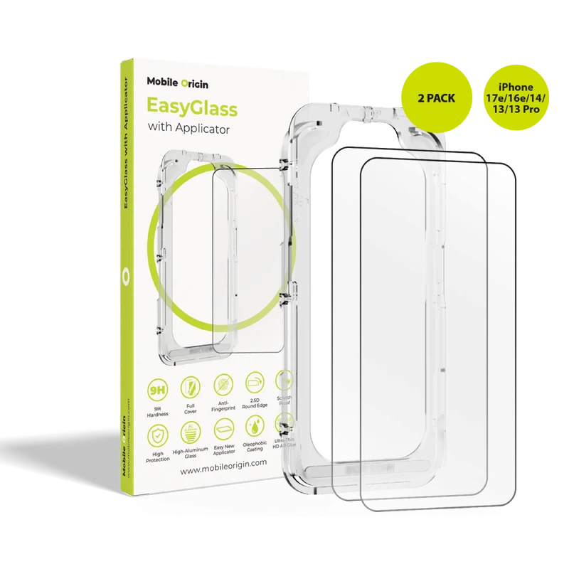 Ochranné sklo EasyGlass s aplikátorem, 2 ks, pro iPhone 17e / iPhone 16e / iPhone 14 / iPhone 13 / iPhone 13 Pro