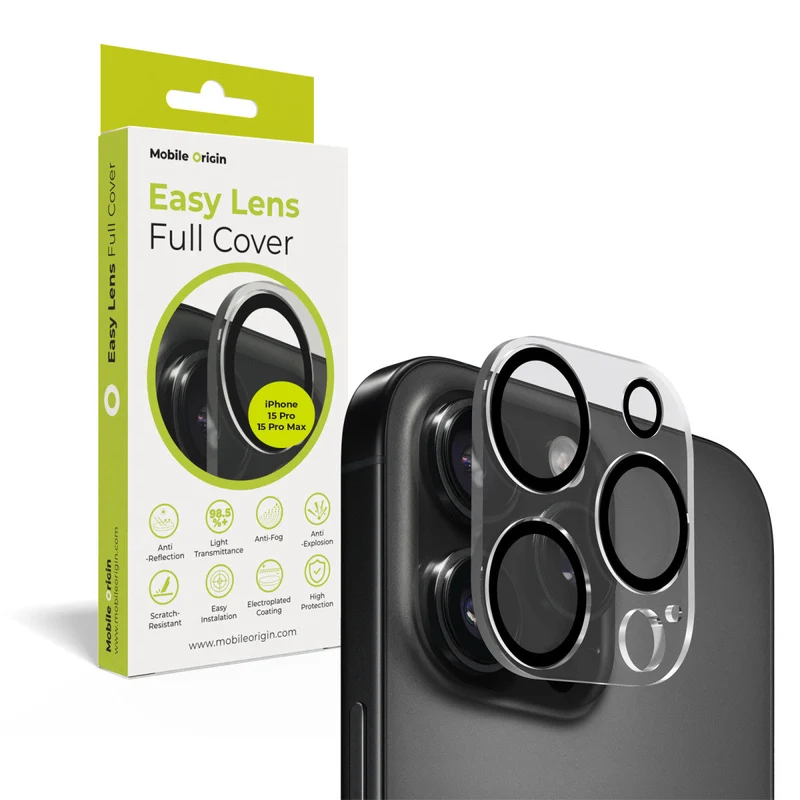 Easy Lens ochrana čoček, celoplošná, pro iPhone 15 Pro / iPhone 15 Pro Max, Čirá