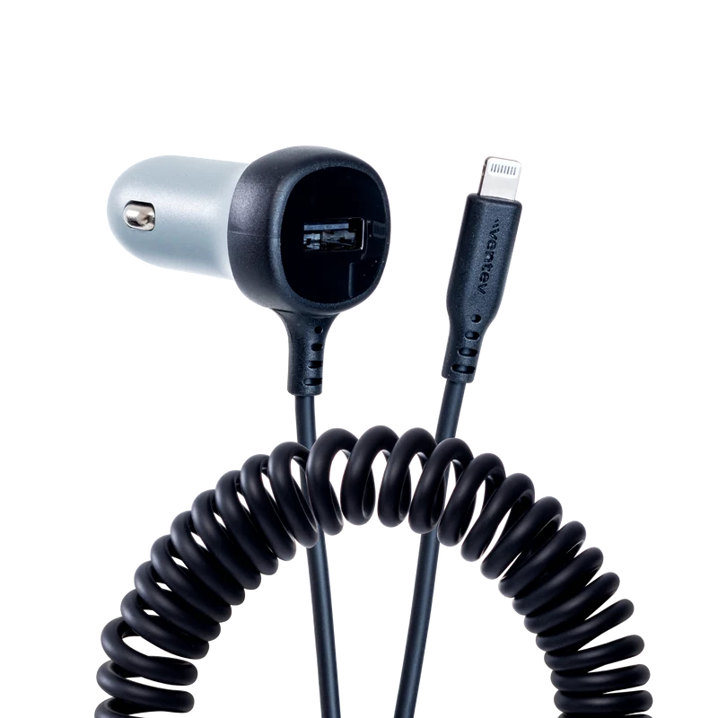 27W ULTRAFAST Dual Car Charger with Apple Lightning Travel Cable