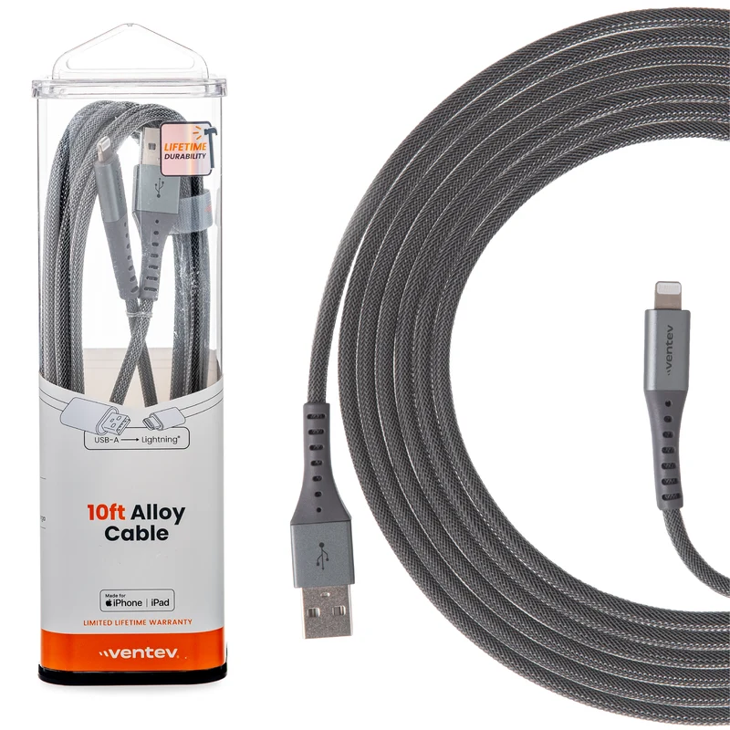 Alloy USB A to Apple Lighting High Speed Ultradurable 10 Foot Cable