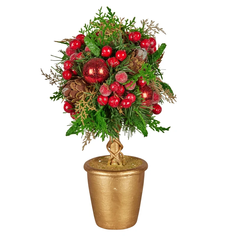 Christabelle 36cm Christmas Tabletop Topiary with Berries Baubles & Pine Cones