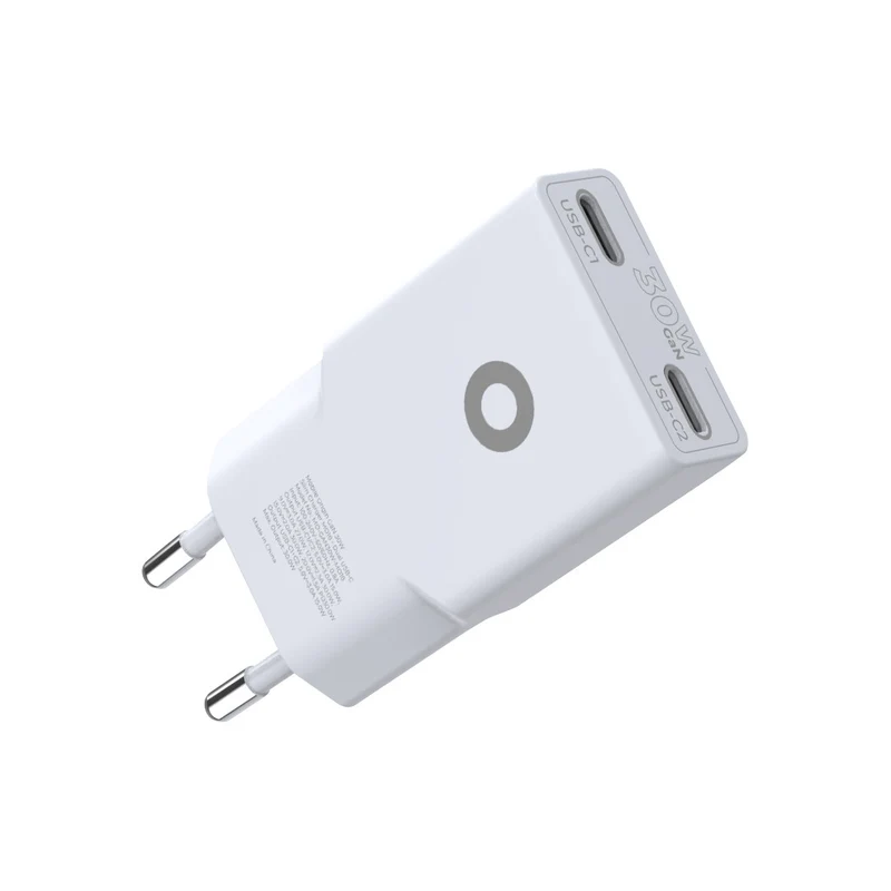 Síťová nabíječka GaN tenká 2× USB-C MO18, 30W, Bílá