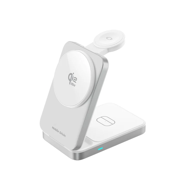 Skládací nabíječka 3v1 MagSafe PW35, Qi2 25W, Stříbrná