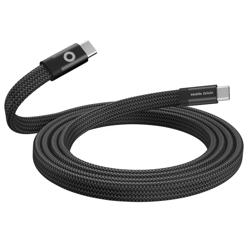 Magnetický plochý kabel USB-C na USB-C, 60W, 480 Mb/s, 1 m, Černá