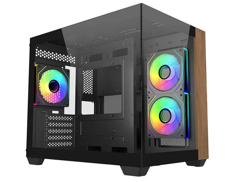 Cooler Master Elite 481 Wood Dual-Chamber Micro-ATX Case - Black