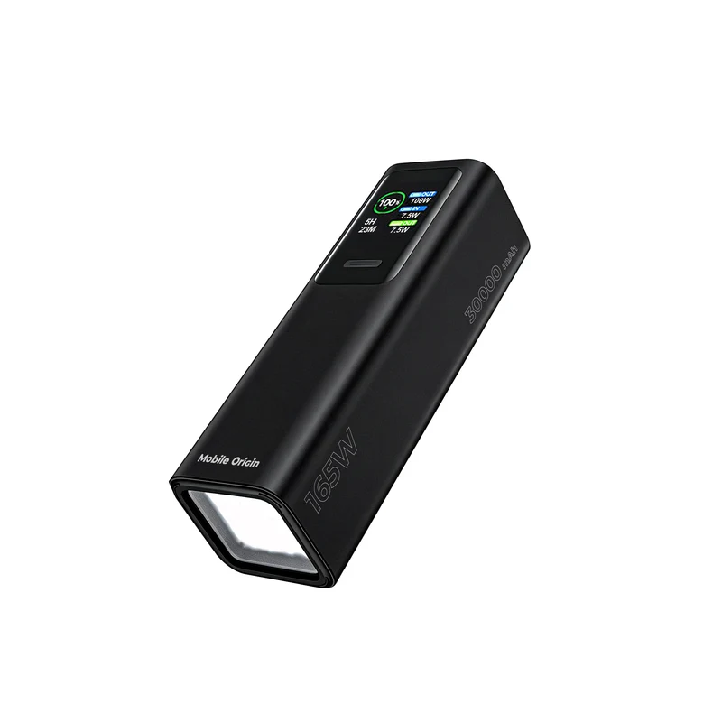 Powerbanka s displejem a svítilnou 2× USB-C + USB-A PB17, 30000mAh, 165W, Černá