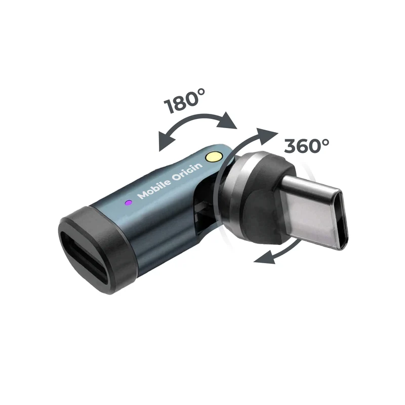 Otočný adaptér 540° USB-C CB13, 60W, 480 Mb/s, Šedá