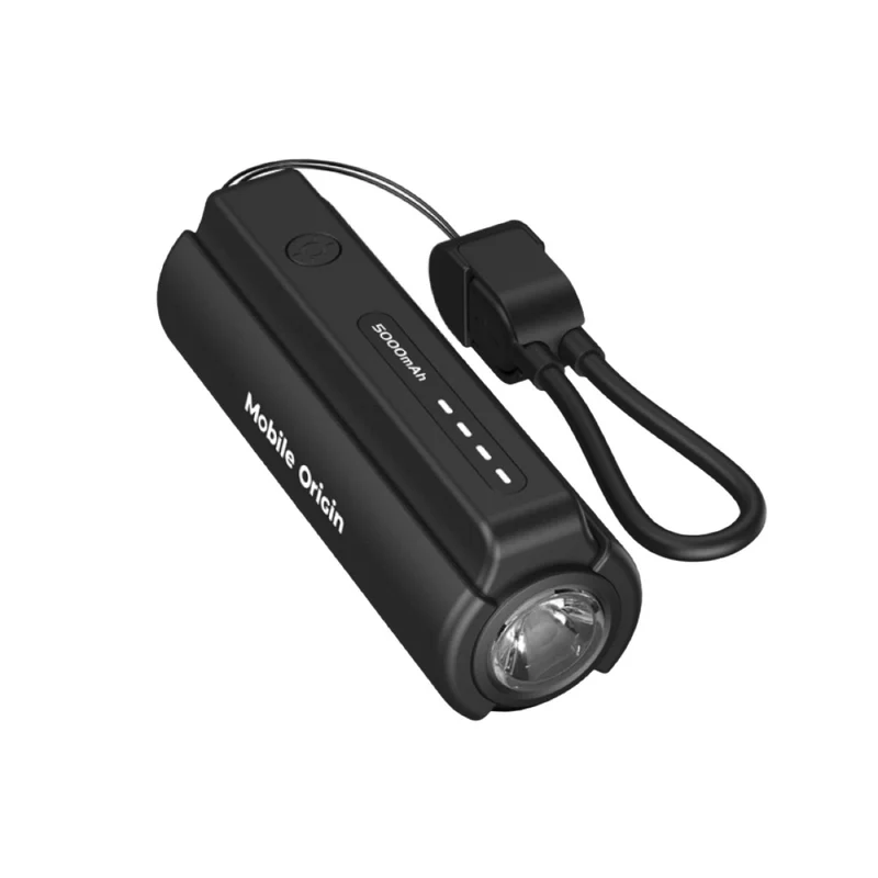 Kompaktní powerbanka se svítilnou a USB-C kabelem PB7, 5000mAh, 12W, Černá