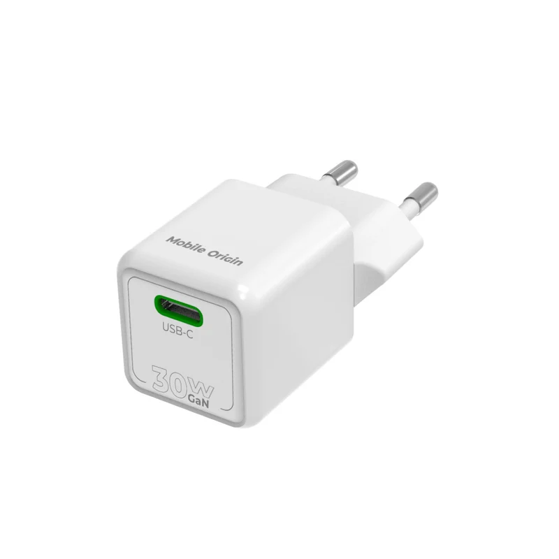 Mini síťová nabíječka GaN USB-C PW23, 30W, Bílá
