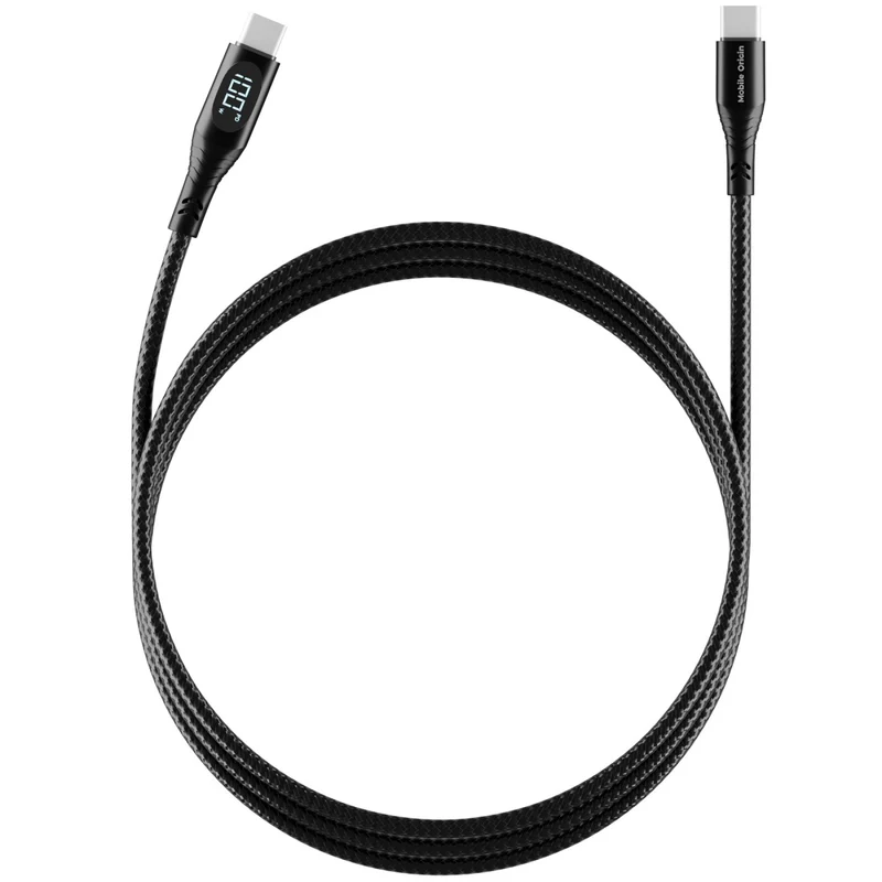 Kabel s displejem USB-C na USB-C CB2, 100W, 480 Mb/s, 1,5 m, Černá