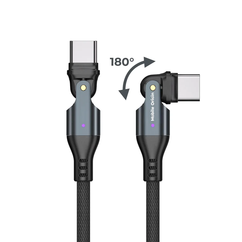Otočný kabel USB-C na USB-C CB3, 240W, 480 Mb/s, 1 m, Černá
