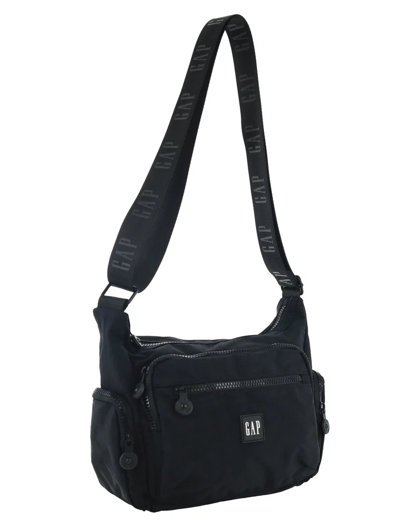 GAP Unisex Nylon Shoulder Crossbody Bag w/ Secure Zip 29x22cm Black