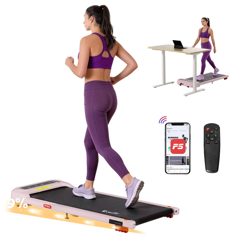 Everfit Treadmill Electric Walking Pad with Incline Under Desk Home Gym (Pink)