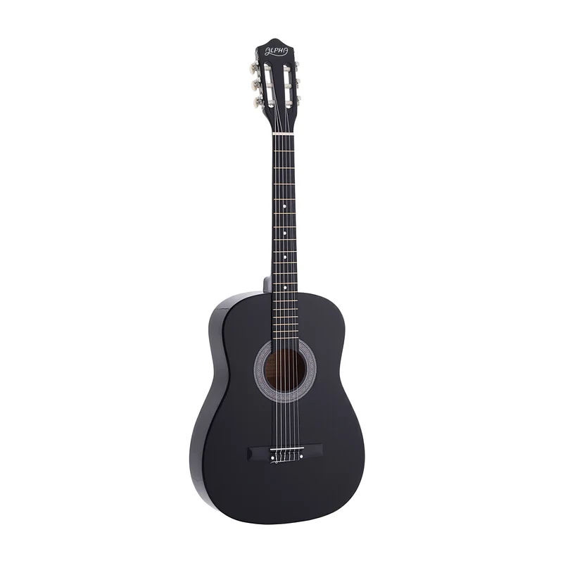 Alpha 38" Acoustic Guitar Full Size Classical Cutaway Nylon String Black