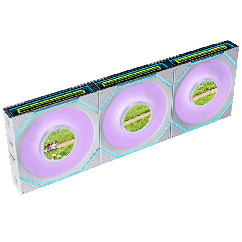 Lian Li Uni Fan SL Infinity 1.8in LCD Flex 2.4GHz Wireless 120mm ARGB Fan 3 Pack - White (12SLIND1F3W)