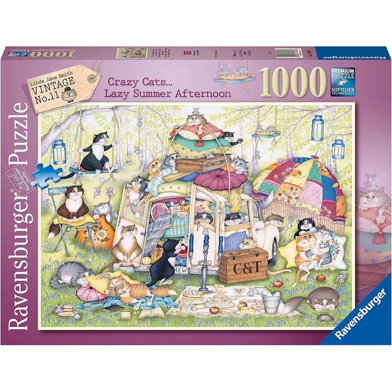 Ravensburger 1000pc Rburg Crazy Cats The Good Life Puzzle
