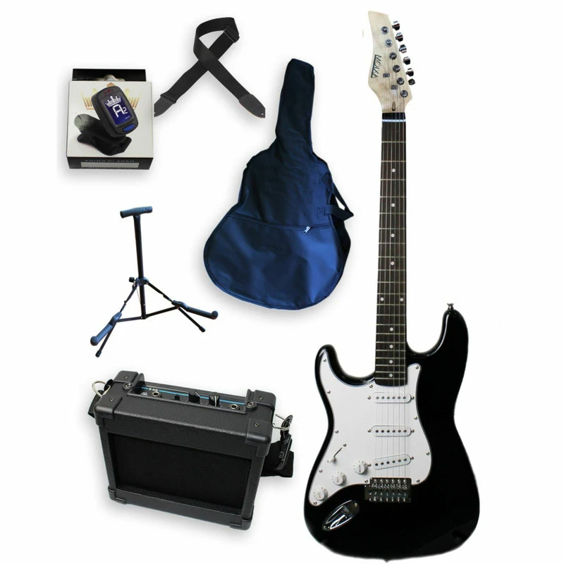 AXIOM Discovery Left Handed Electric Guitar for Beginners (Black)