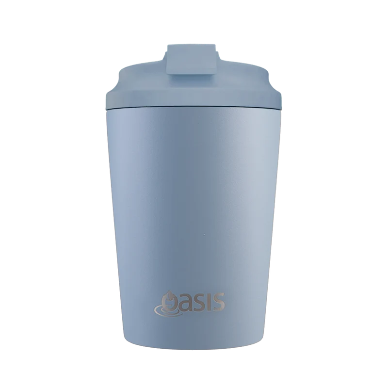 Oasis Ceramic Lined Stainless Steel Double Wall Coffee Cup 360ml - Hazy Blue
