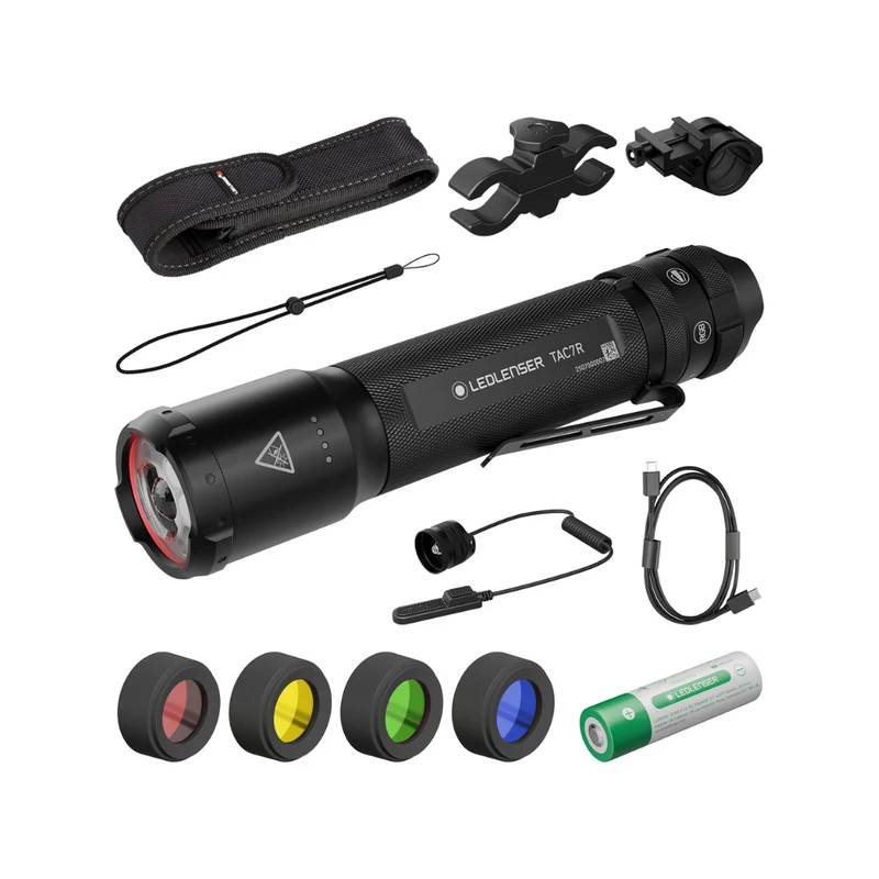 Ledlenser TAC7R Outdoor Set Tactical Rechargeable Flashlight Torch Kit