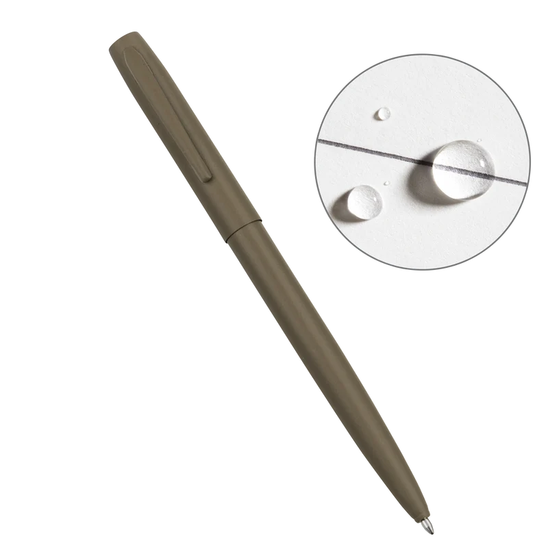 Rite In The Rain All Weather Metal Clicker Pen with Clip Refillable - Flat Dark Earth - Black Ink