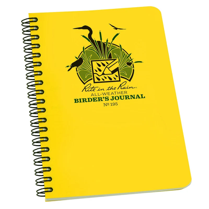 Rite In The Rain Side Spiral 4.625 x 7 Birder's Journal Polydura Notebook - Sketch and Notes - Yellow