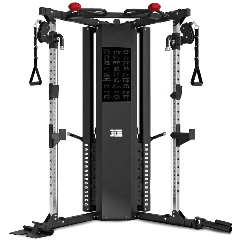 Powertrain Functional Trainer Power Rack Home Gym Cable Crossover Machine with 136kg Dual Weight Stack & Pull Up Bar
