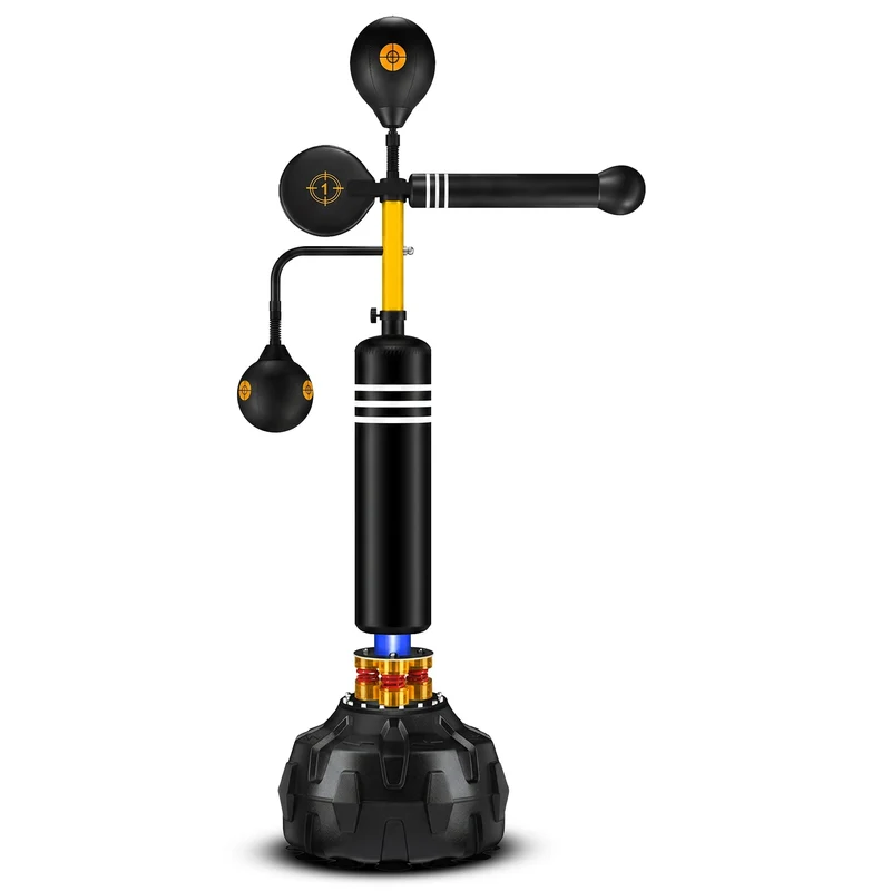Powertrain 5-in-1 Freestanding Boxing Trainer Reflex Punching Bag with 360 Sparring Bar Speed Balls Adjustable Stand